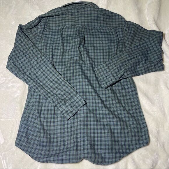 Men's 16-16 1/2 Neck Dark Green Plaid Button Down Dress Shirt - Large - Picture 2 of 11